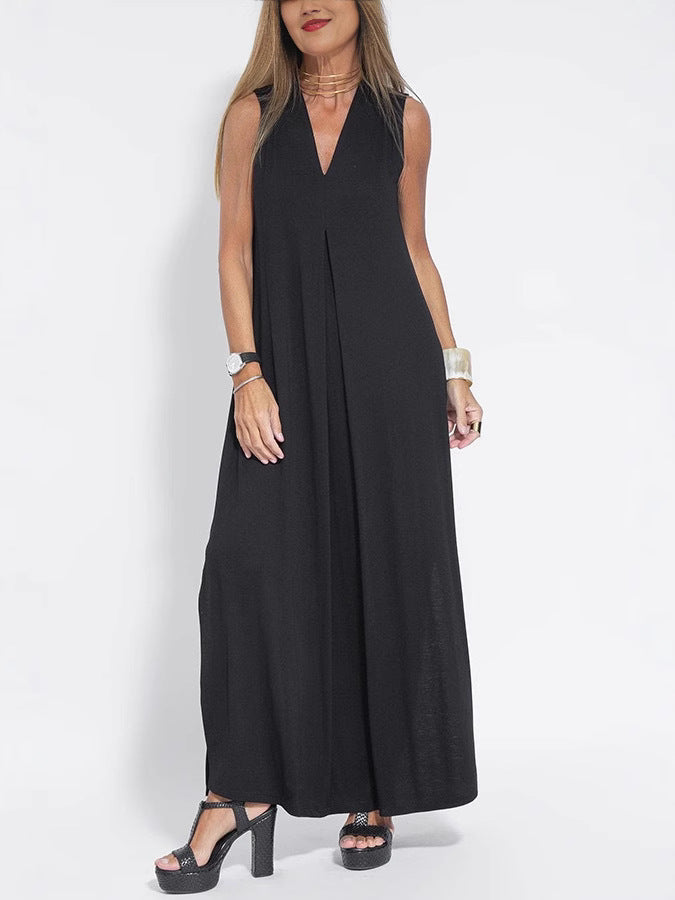 Womens Sleeveless V-Neck Dress