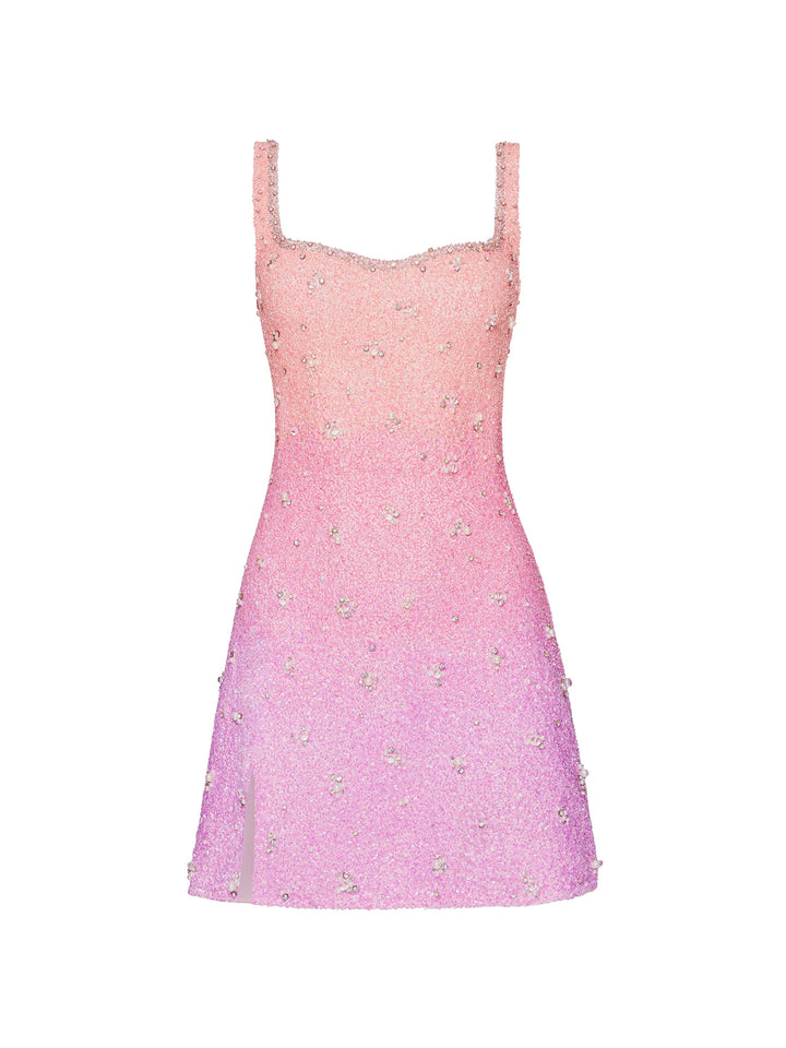 Elegant Beaded Gradient Suspender Skirt