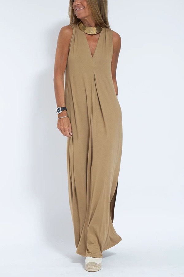 Womens Sleeveless V-Neck Dress