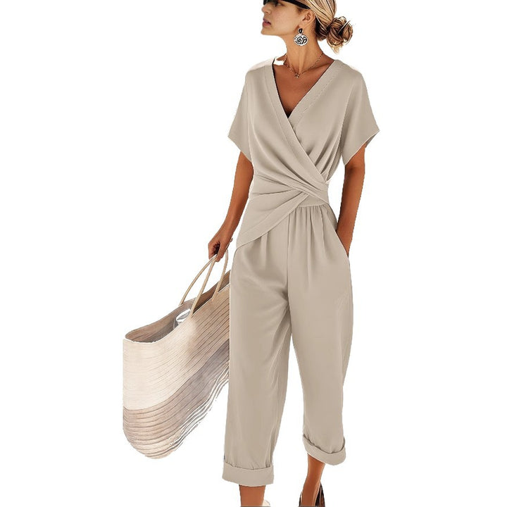 Solid-color irregular short-sleeve