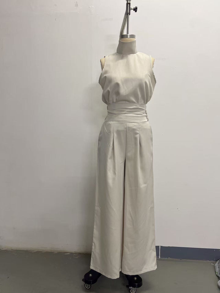 Womens Cotton Linen Sleeveless Top and Pants Set