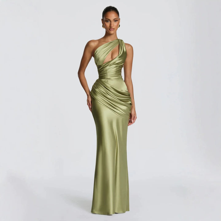 Satin Asymmetric Evening Gown