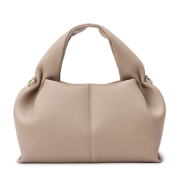 Beige handbag on a white background