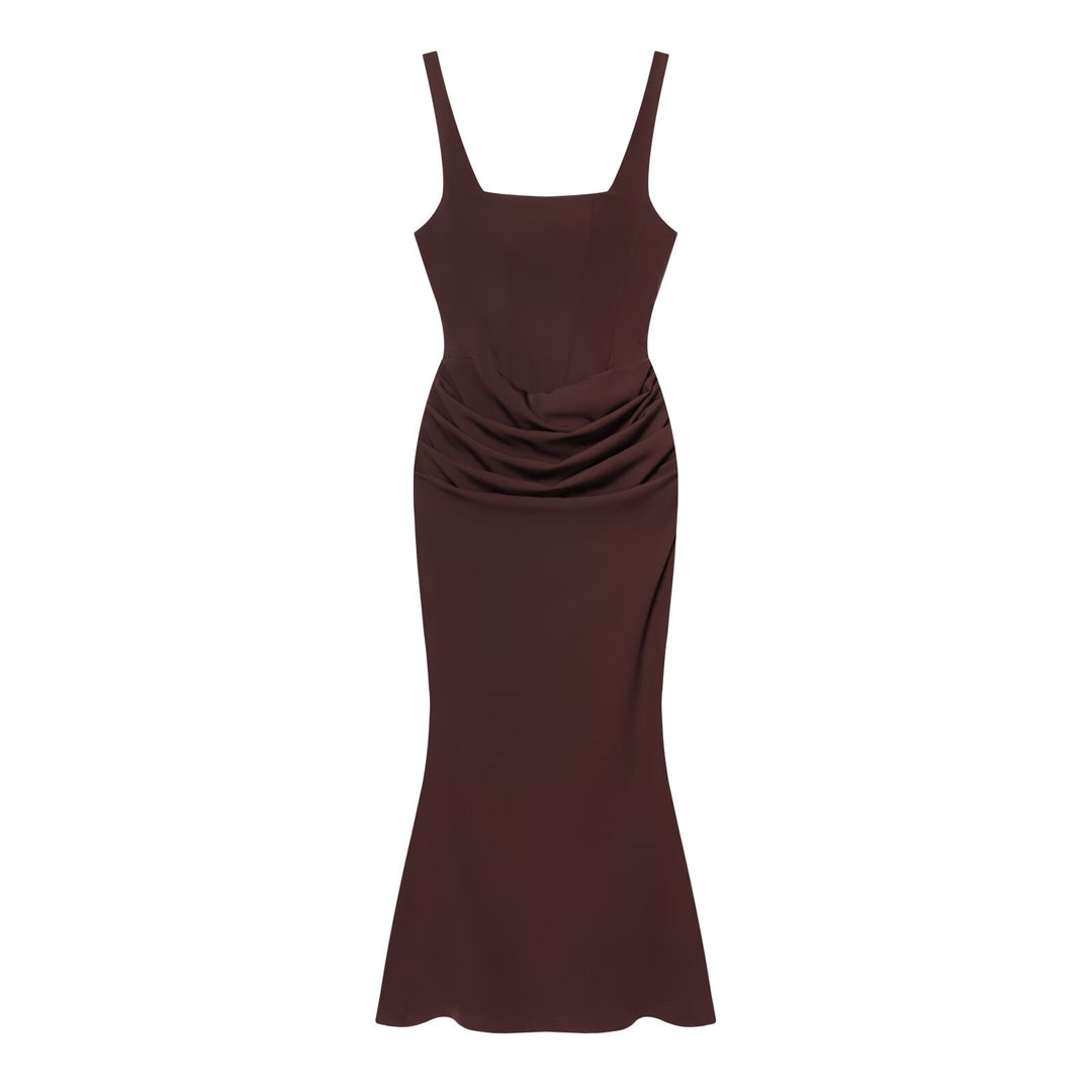 Sleeveless Backless Bodycon Long Dress with Fish Tail Hem