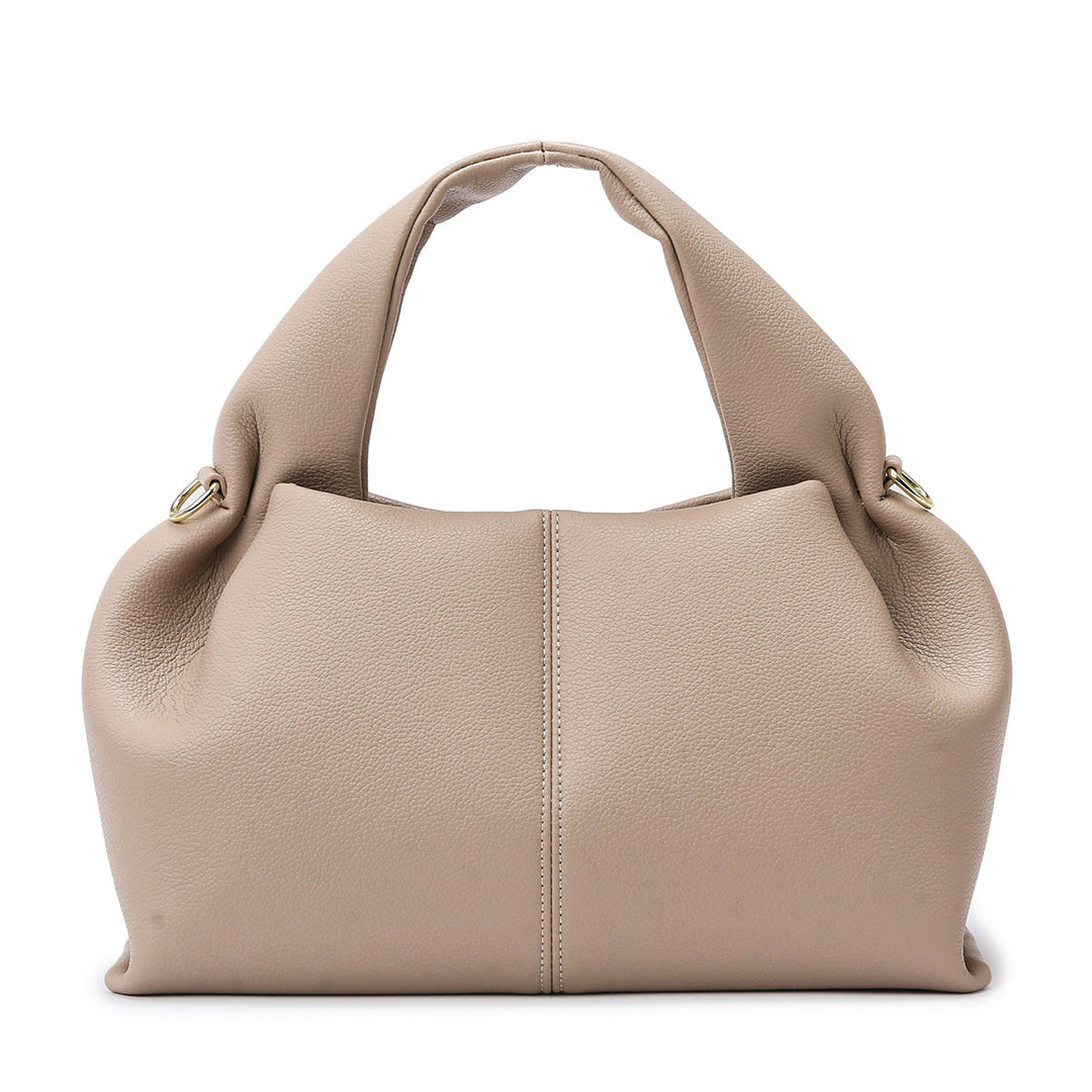 Beige handbag on a white background