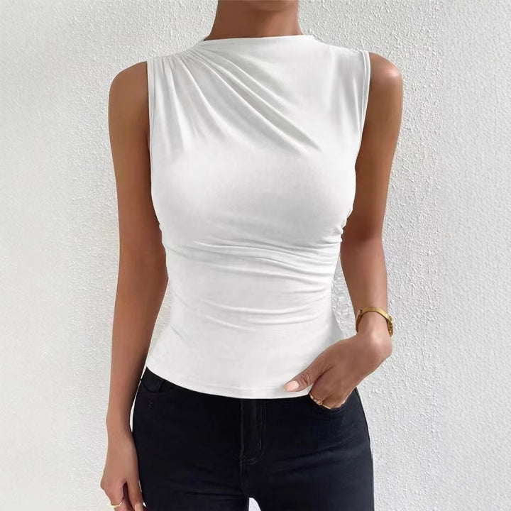 Womens Pleated Sleeveless T-shirt