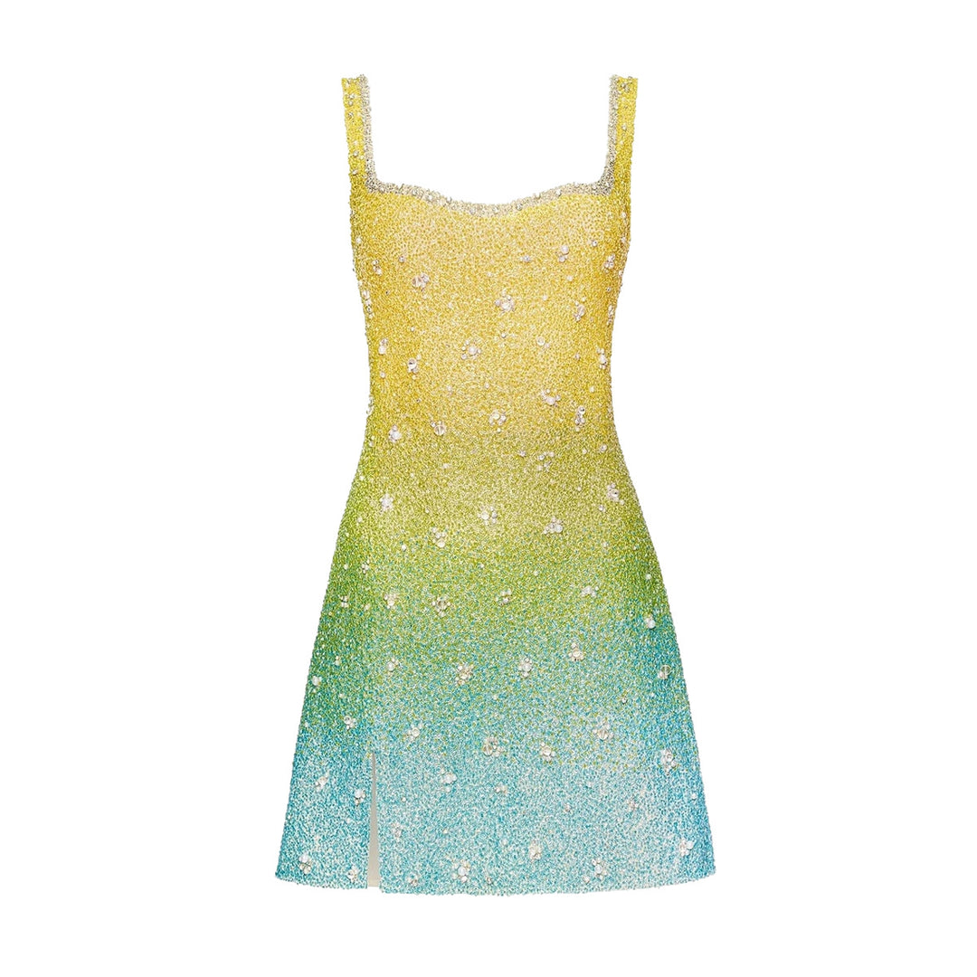 Elegant Beaded Gradient Suspender Skirt
