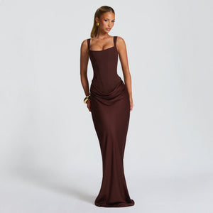 Sleeveless Backless Bodycon Long Dress with Fish Tail Hem